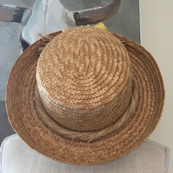 Vintage floral boat straw hat - Picture 4 of 7